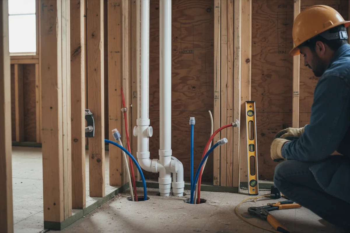 Drain and supply rough-in during Drain Cleaning in Maquoketa