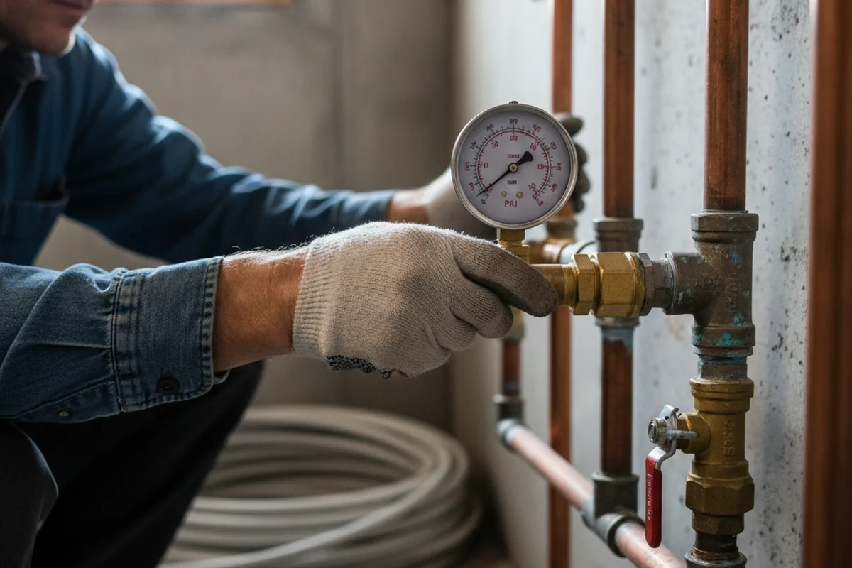 Pressure testing a repaired line during Water Line Repair in Maquoketa